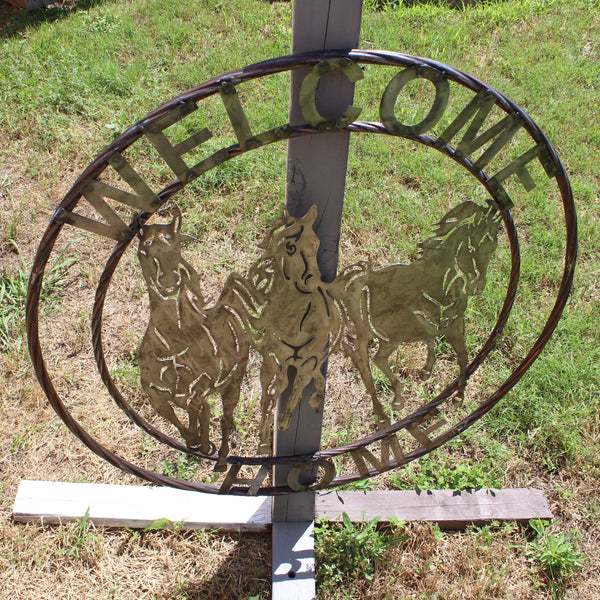 WELCOME RUNNING HORSES RAW METAL UNPAINTED SIGN WESTERN HOME DECOR HANDMADE NEW #EH12719 (Copy)