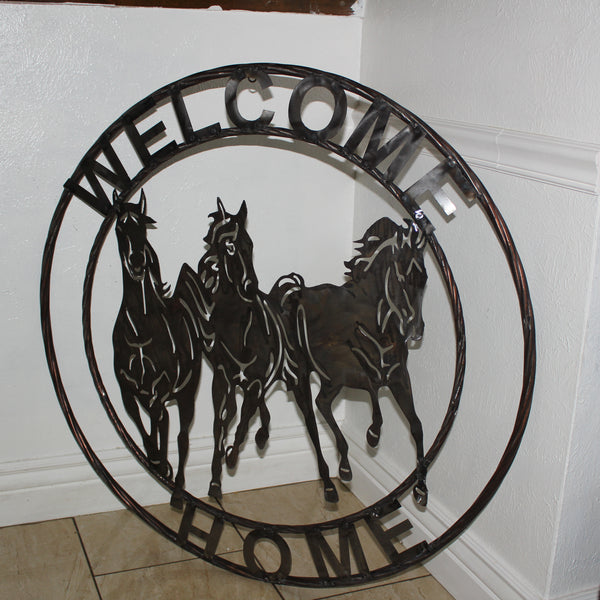 WELCOME RUNNING HORSES RAW METAL UNPAINTED SIGN WESTERN HOME DECOR HANDMADE NEW #EH12719 (Copy)