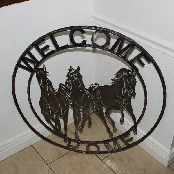 WELCOME RUNNING HORSES RAW METAL UNPAINTED SIGN WESTERN HOME DECOR HANDMADE NEW #EH12719 (Copy)