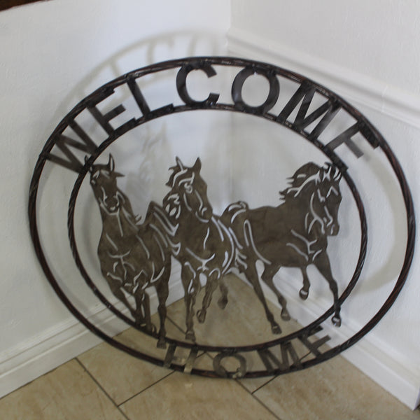 WELCOME RUNNING HORSES RAW METAL UNPAINTED SIGN WESTERN HOME DECOR HANDMADE NEW #EH12719 (Copy)