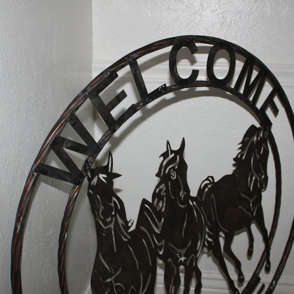 WELCOME RUNNING HORSES RAW METAL UNPAINTED SIGN WESTERN HOME DECOR HANDMADE NEW #EH12719 (Copy)