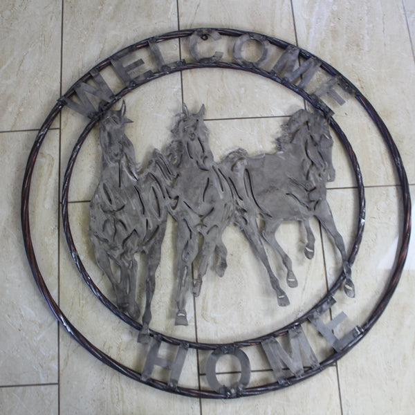 WELCOME RUNNING HORSES RAW METAL UNPAINTED SIGN WESTERN HOME DECOR HANDMADE NEW #EH12719 (Copy)