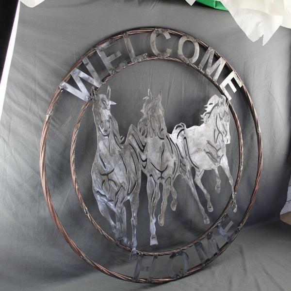 WELCOME RUNNING HORSES RAW METAL UNPAINTED SIGN WESTERN HOME DECOR HANDMADE NEW #EH12719 (Copy)