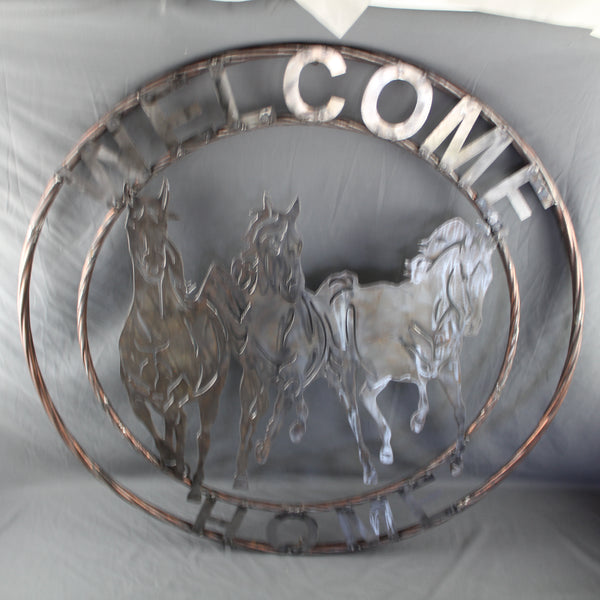 WELCOME RUNNING HORSES RAW METAL UNPAINTED SIGN WESTERN HOME DECOR HANDMADE NEW #EH12719 (Copy)