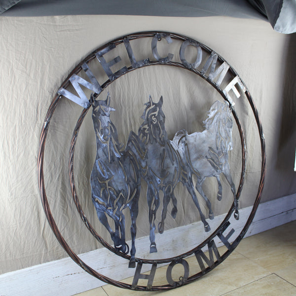 WELCOME RUNNING HORSES RAW METAL UNPAINTED SIGN WESTERN HOME DECOR HANDMADE NEW #EH12719 (Copy)