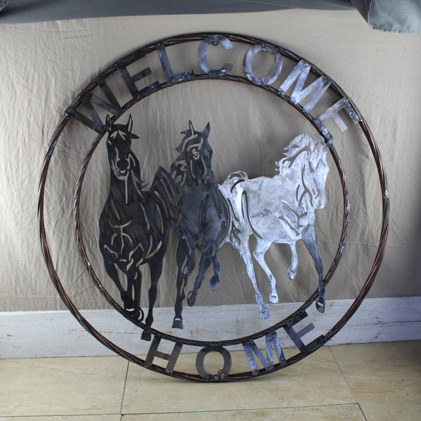 WELCOME RUNNING HORSES RAW METAL UNPAINTED SIGN WESTERN HOME DECOR HANDMADE NEW #EH12719 (Copy)