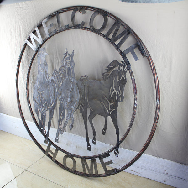 WELCOME RUNNING HORSES RAW METAL UNPAINTED SIGN WESTERN HOME DECOR HANDMADE NEW #EH12719 (Copy)