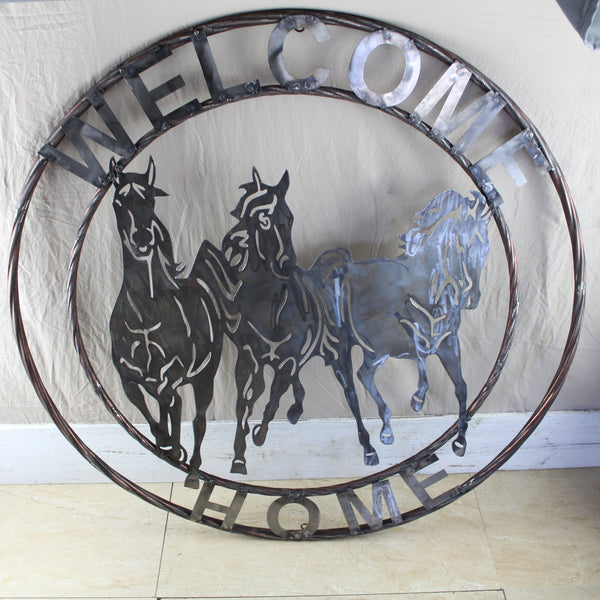 WELCOME RUNNING HORSES RAW METAL UNPAINTED SIGN WESTERN HOME DECOR HANDMADE NEW #EH12719 (Copy)