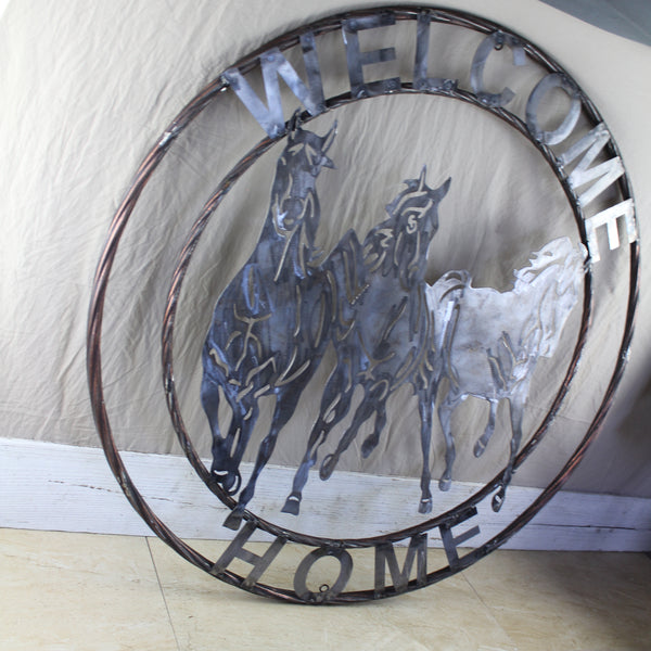 WELCOME RUNNING HORSES RAW METAL UNPAINTED SIGN WESTERN HOME DECOR HANDMADE NEW #EH12719 (Copy)