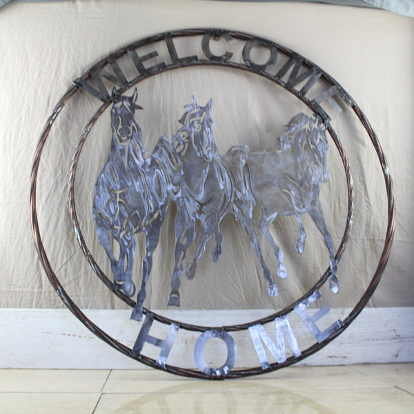 WELCOME RUNNING HORSES RAW METAL UNPAINTED SIGN WESTERN HOME DECOR HANDMADE NEW #EH12719 (Copy)