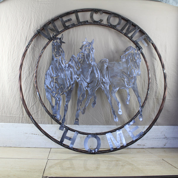 WELCOME RUNNING HORSES RAW METAL UNPAINTED SIGN WESTERN HOME DECOR HANDMADE NEW #EH12719 (Copy)