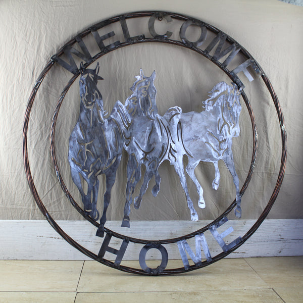 WELCOME RUNNING HORSES RAW METAL UNPAINTED SIGN WESTERN HOME DECOR HANDMADE NEW #EH12719 (Copy)