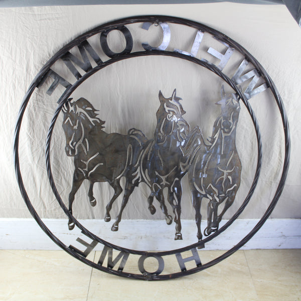 WELCOME RUNNING HORSES RAW METAL UNPAINTED SIGN WESTERN HOME DECOR HANDMADE NEW #EH12719 (Copy)