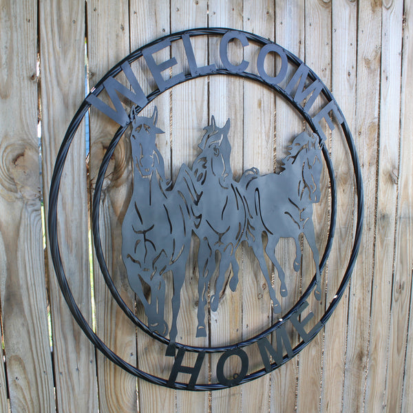 WELCOME RUNNING HORSES RAW METAL RUSTIC BLACK SIGN WESTERN HOME DECOR HANDMADE NEW #EH12719 (Copy) (Copy)