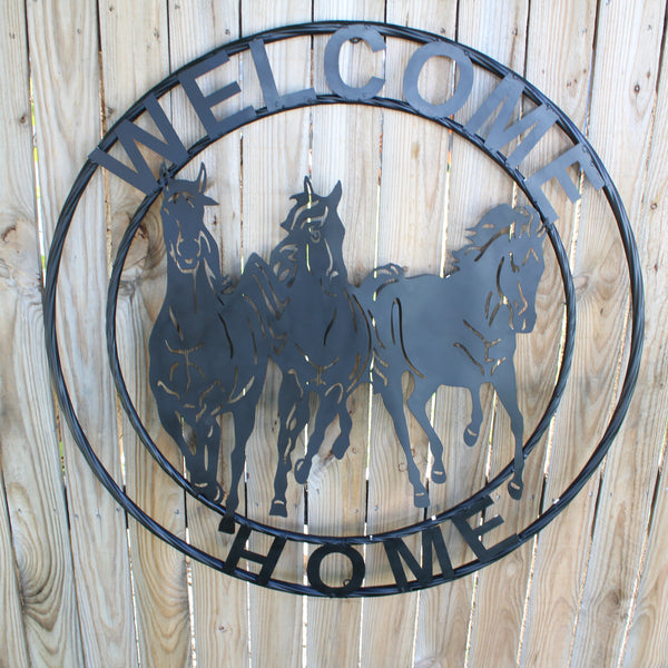 WELCOME RUNNING HORSES RAW METAL RUSTIC BLACK SIGN WESTERN HOME DECOR HANDMADE NEW #EH12719 (Copy) (Copy)