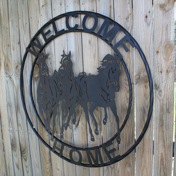 WELCOME RUNNING HORSES RAW METAL RUSTIC BLACK SIGN WESTERN HOME DECOR HANDMADE NEW #EH12719 (Copy) (Copy)