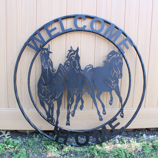 WELCOME RUNNING HORSES RAW METAL RUSTIC BLACK SIGN WESTERN HOME DECOR HANDMADE NEW #EH12719 (Copy) (Copy)