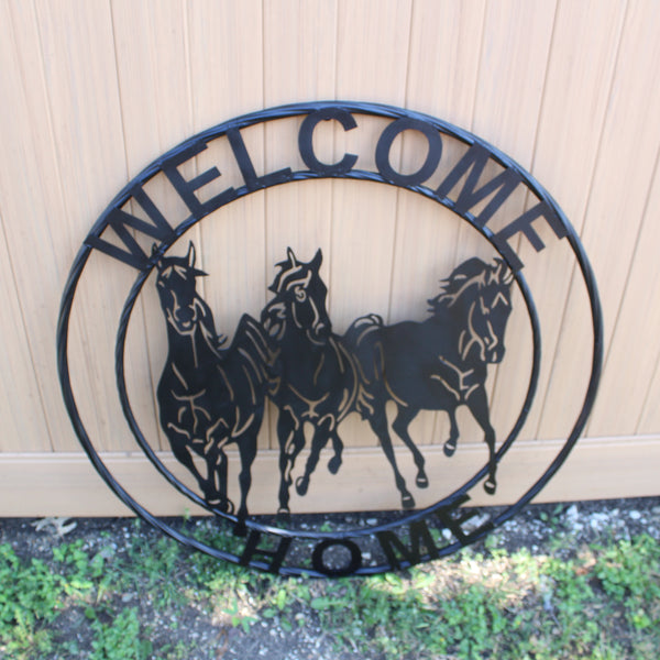 WELCOME RUNNING HORSES RAW METAL RUSTIC BLACK SIGN WESTERN HOME DECOR HANDMADE NEW #EH12719 (Copy) (Copy)