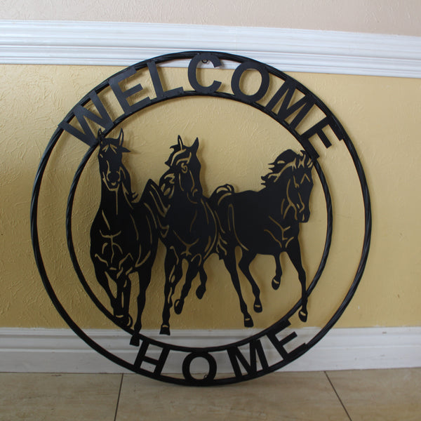 WELCOME RUNNING HORSES RAW METAL RUSTIC BLACK SIGN WESTERN HOME DECOR HANDMADE NEW #EH12719 (Copy) (Copy)