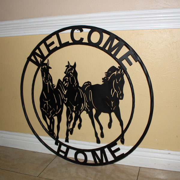 WELCOME RUNNING HORSES RAW METAL RUSTIC BLACK SIGN WESTERN HOME DECOR HANDMADE NEW #EH12719 (Copy) (Copy)