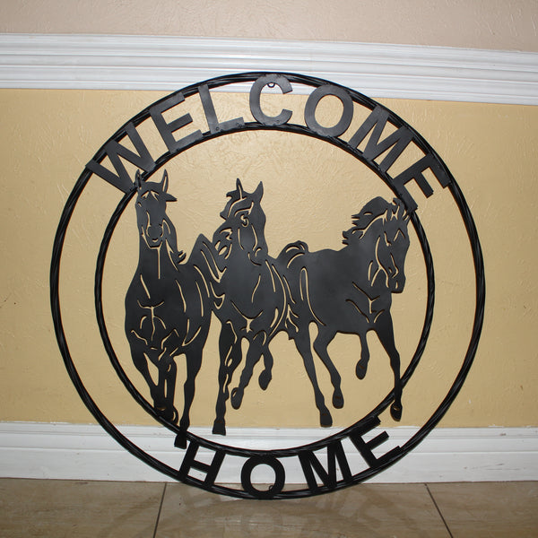 WELCOME RUNNING HORSES RAW METAL RUSTIC BLACK SIGN WESTERN HOME DECOR HANDMADE NEW #EH12719 (Copy) (Copy)