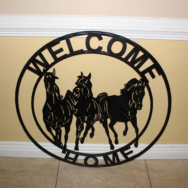 WELCOME RUNNING HORSES RAW METAL RUSTIC BLACK SIGN WESTERN HOME DECOR HANDMADE NEW #EH12719 (Copy) (Copy)