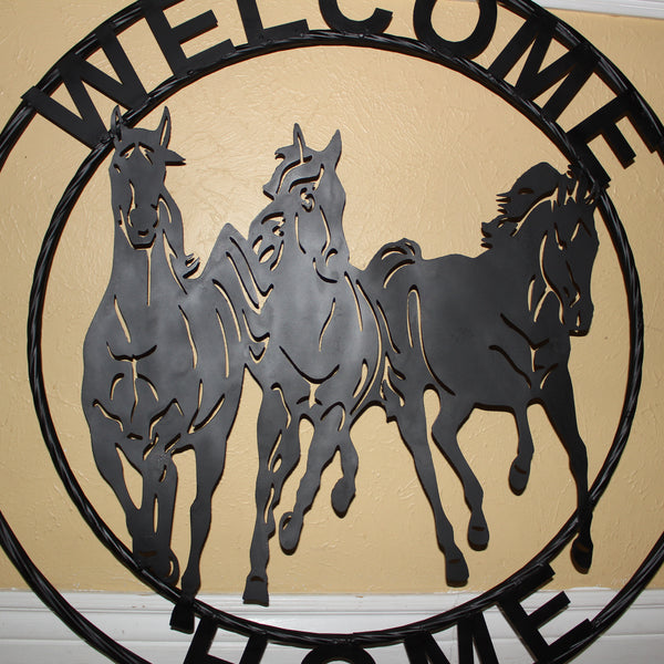 WELCOME RUNNING HORSES RAW METAL RUSTIC BLACK SIGN WESTERN HOME DECOR HANDMADE NEW #EH12719 (Copy) (Copy)