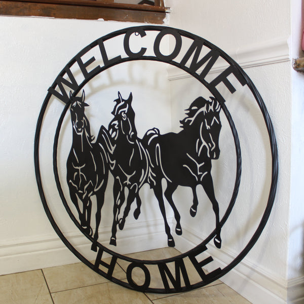 WELCOME RUNNING HORSES RAW METAL RUSTIC BLACK SIGN WESTERN HOME DECOR HANDMADE NEW #EH12719 (Copy) (Copy)