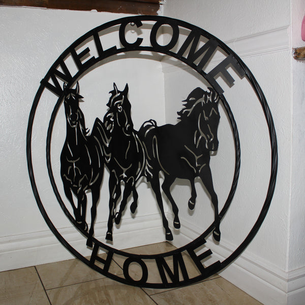 WELCOME RUNNING HORSES RAW METAL RUSTIC BLACK SIGN WESTERN HOME DECOR HANDMADE NEW #EH12719 (Copy) (Copy)