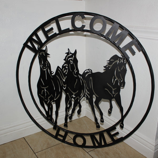WELCOME RUNNING HORSES RAW METAL RUSTIC BLACK SIGN WESTERN HOME DECOR HANDMADE NEW #EH12719 (Copy) (Copy)