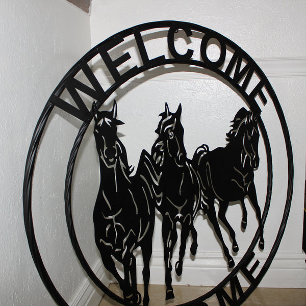 WELCOME RUNNING HORSES RAW METAL RUSTIC BLACK SIGN WESTERN HOME DECOR HANDMADE NEW #EH12719 (Copy) (Copy)