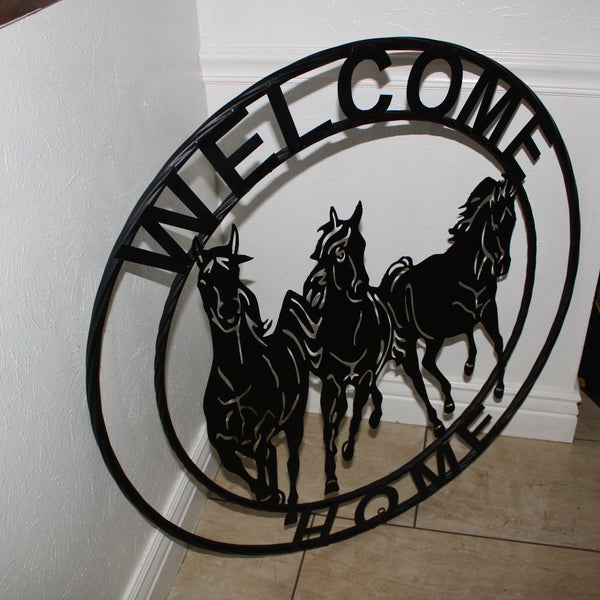 WELCOME RUNNING HORSES RAW METAL RUSTIC BLACK SIGN WESTERN HOME DECOR HANDMADE NEW #EH12719 (Copy) (Copy)