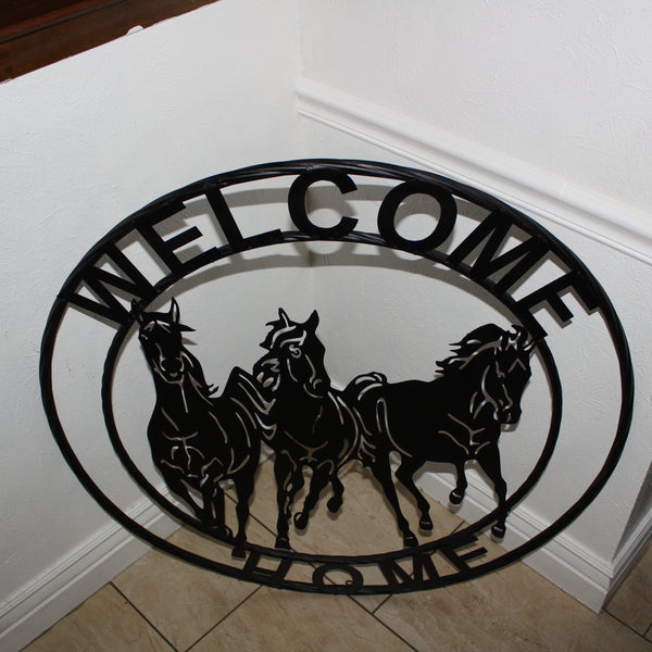 WELCOME RUNNING HORSES RAW METAL RUSTIC BLACK SIGN WESTERN HOME DECOR HANDMADE NEW #EH12719 (Copy) (Copy)
