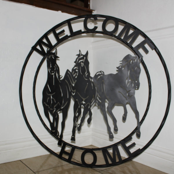 WELCOME RUNNING HORSES RAW METAL RUSTIC BLACK SIGN WESTERN HOME DECOR HANDMADE NEW #EH12719 (Copy) (Copy)