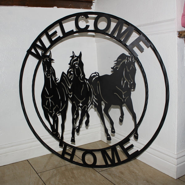 WELCOME RUNNING HORSES RAW METAL RUSTIC BLACK SIGN WESTERN HOME DECOR HANDMADE NEW #EH12719 (Copy) (Copy)