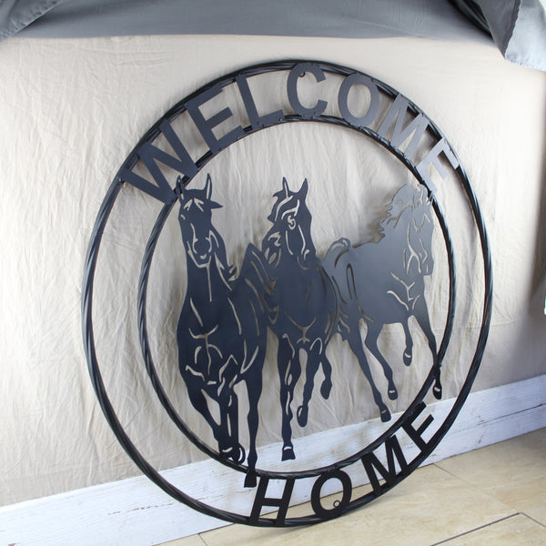 WELCOME RUNNING HORSES RAW METAL RUSTIC BLACK SIGN WESTERN HOME DECOR HANDMADE NEW #EH12719 (Copy) (Copy)