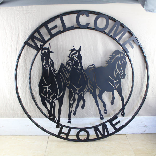 WELCOME RUNNING HORSES RAW METAL RUSTIC BLACK SIGN WESTERN HOME DECOR HANDMADE NEW #EH12719 (Copy) (Copy)