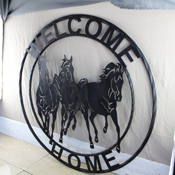 WELCOME RUNNING HORSES RAW METAL RUSTIC BLACK SIGN WESTERN HOME DECOR HANDMADE NEW #EH12719 (Copy) (Copy)