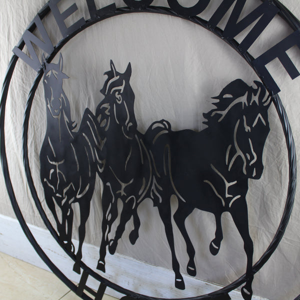 WELCOME RUNNING HORSES RAW METAL RUSTIC BLACK SIGN WESTERN HOME DECOR HANDMADE NEW #EH12719 (Copy) (Copy)