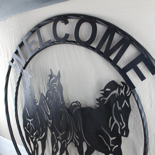 WELCOME RUNNING HORSES RAW METAL RUSTIC BLACK SIGN WESTERN HOME DECOR HANDMADE NEW #EH12719 (Copy) (Copy)