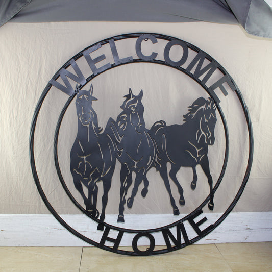 WELCOME RUNNING HORSES RAW METAL RUSTIC BLACK SIGN WESTERN HOME DECOR HANDMADE NEW #EH12719 (Copy) (Copy)