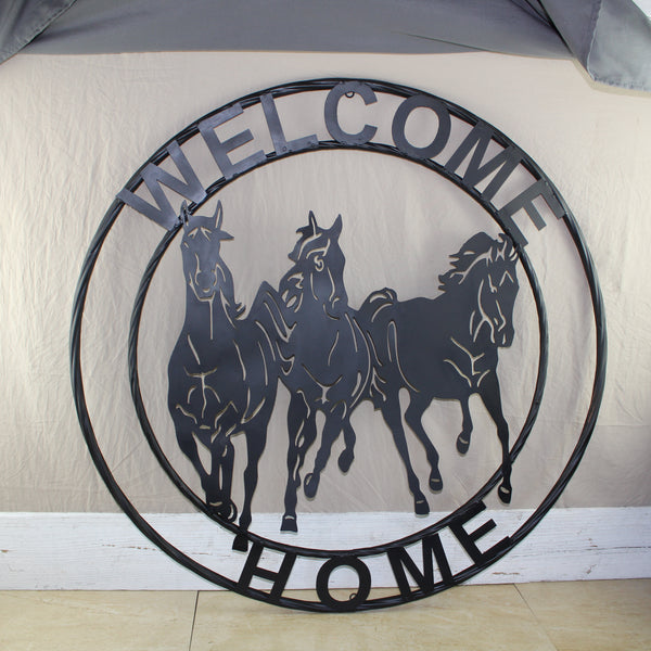 WELCOME RUNNING HORSES RAW METAL RUSTIC BLACK SIGN WESTERN HOME DECOR HANDMADE NEW #EH12719 (Copy) (Copy)