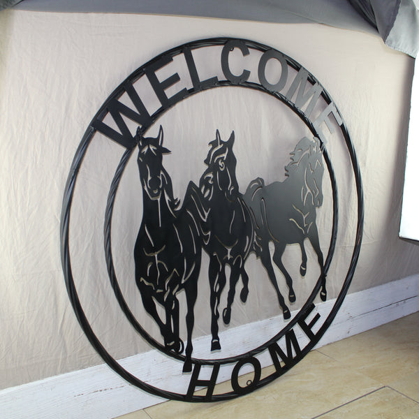 WELCOME RUNNING HORSES RAW METAL RUSTIC BLACK SIGN WESTERN HOME DECOR HANDMADE NEW #EH12719 (Copy) (Copy)