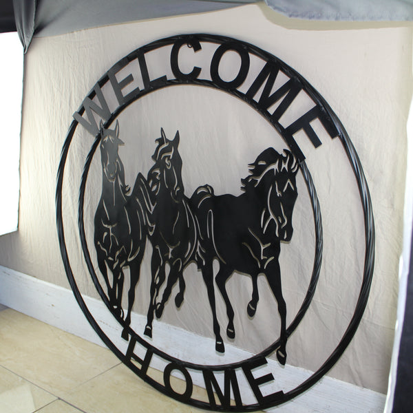 WELCOME RUNNING HORSES RAW METAL RUSTIC BLACK SIGN WESTERN HOME DECOR HANDMADE NEW #EH12719 (Copy) (Copy)