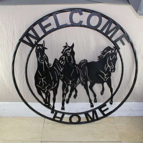 WELCOME RUNNING HORSES RAW METAL RUSTIC BLACK SIGN WESTERN HOME DECOR HANDMADE NEW #EH12719 (Copy) (Copy)