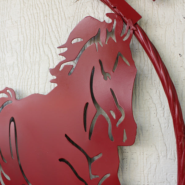 WELCOME RUNNING HORSES RUSTIC RED METAL WALL ART SIGN WESTERN HOME DECOR HANDMADE NEW #EH12719