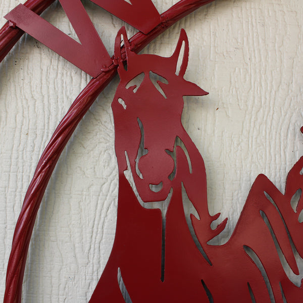 WELCOME RUNNING HORSES RUSTIC RED METAL WALL ART SIGN WESTERN HOME DECOR HANDMADE NEW #EH12719