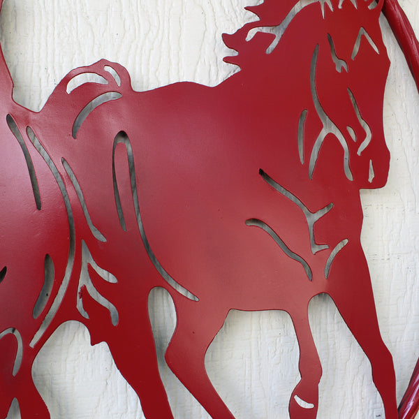 WELCOME RUNNING HORSES RUSTIC RED METAL WALL ART SIGN WESTERN HOME DECOR HANDMADE NEW #EH12719