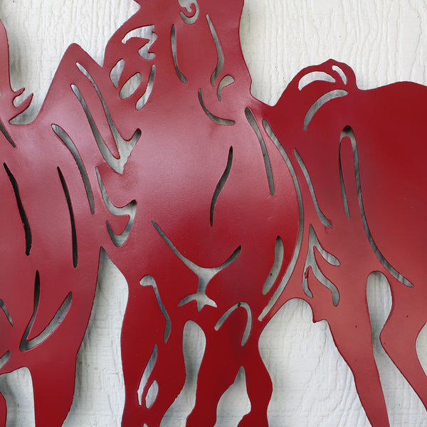 WELCOME RUNNING HORSES RUSTIC RED METAL WALL ART SIGN WESTERN HOME DECOR HANDMADE NEW #EH12719