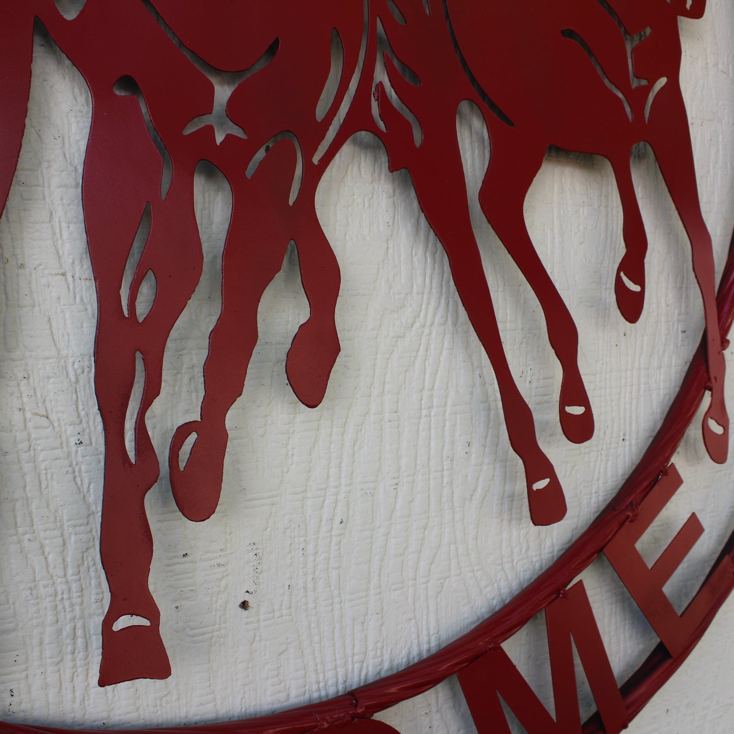 WELCOME RUNNING HORSES RUSTIC RED METAL WALL ART SIGN WESTERN HOME DECOR HANDMADE NEW #EH12719